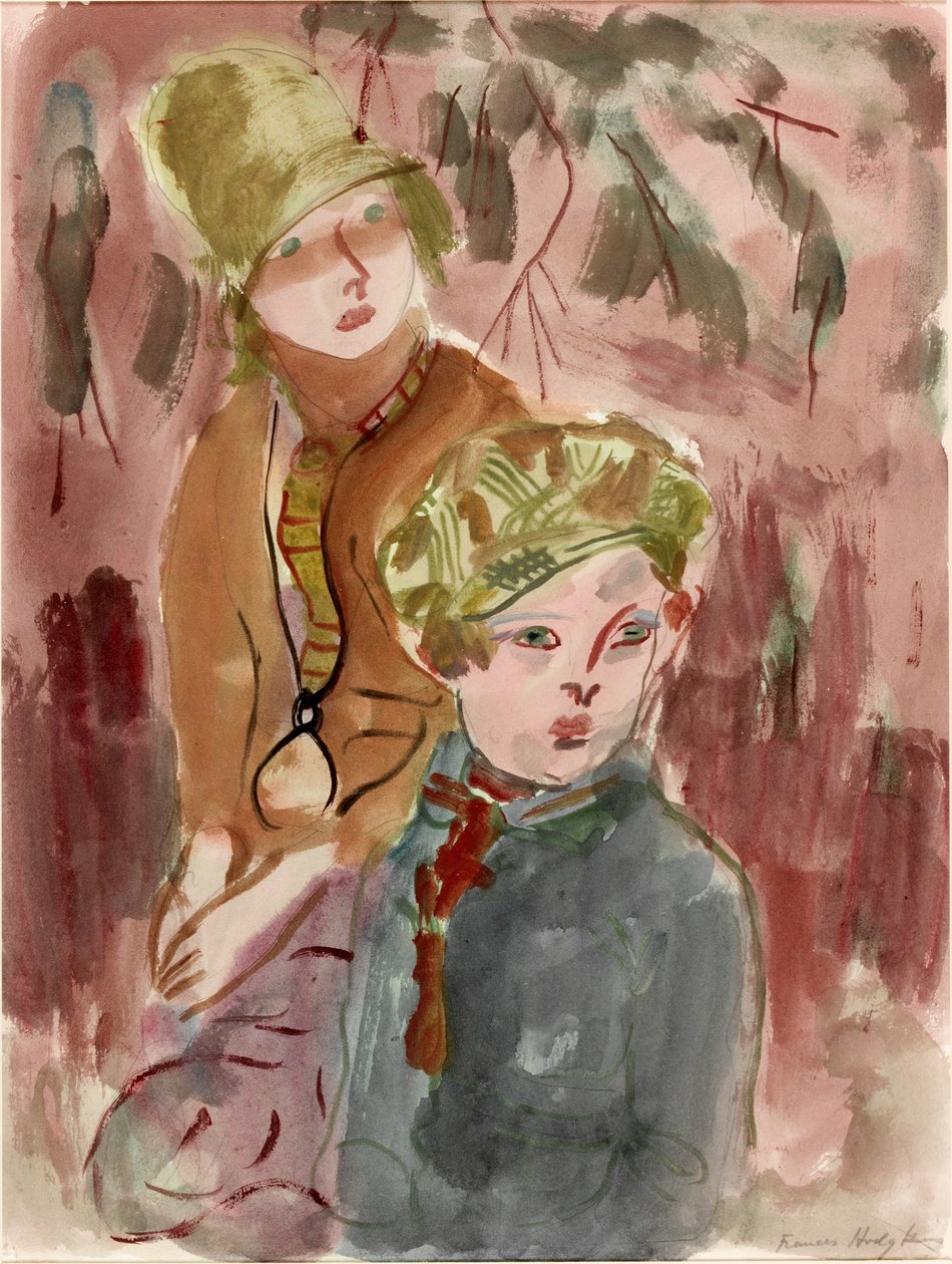 Dreng og pige (kropsfarve på papir) af Frances Hodgkins