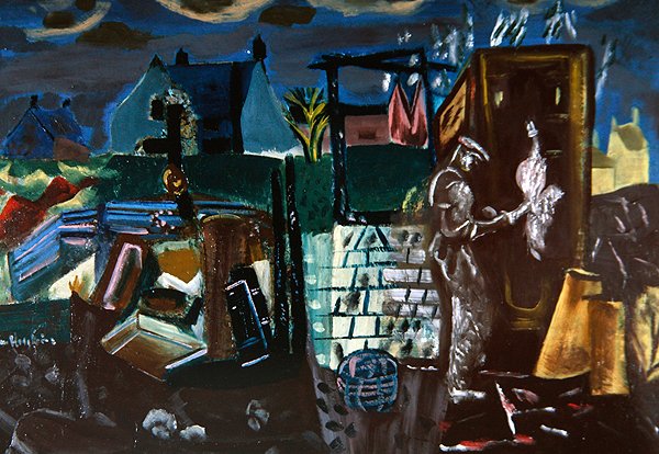 Udhuse, ca. 1935 (olie på lærred) af Frances Hodgkins