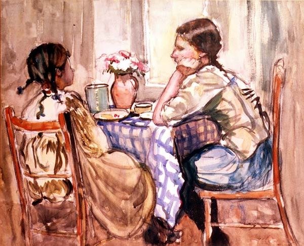 Måltidet (akvarel på papir) af Frances Hodgkins