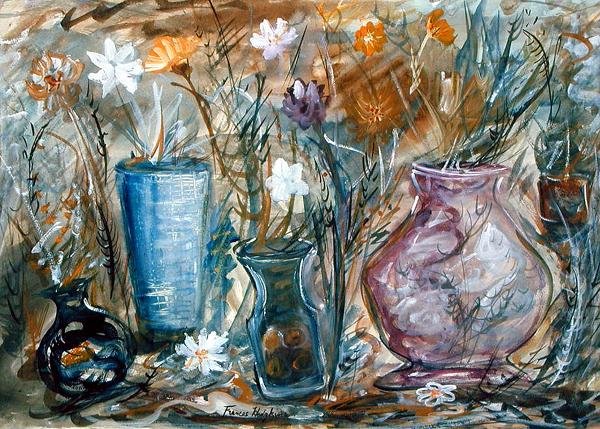 Vaser med blomster (akvarel på papir) af Frances Hodgkins