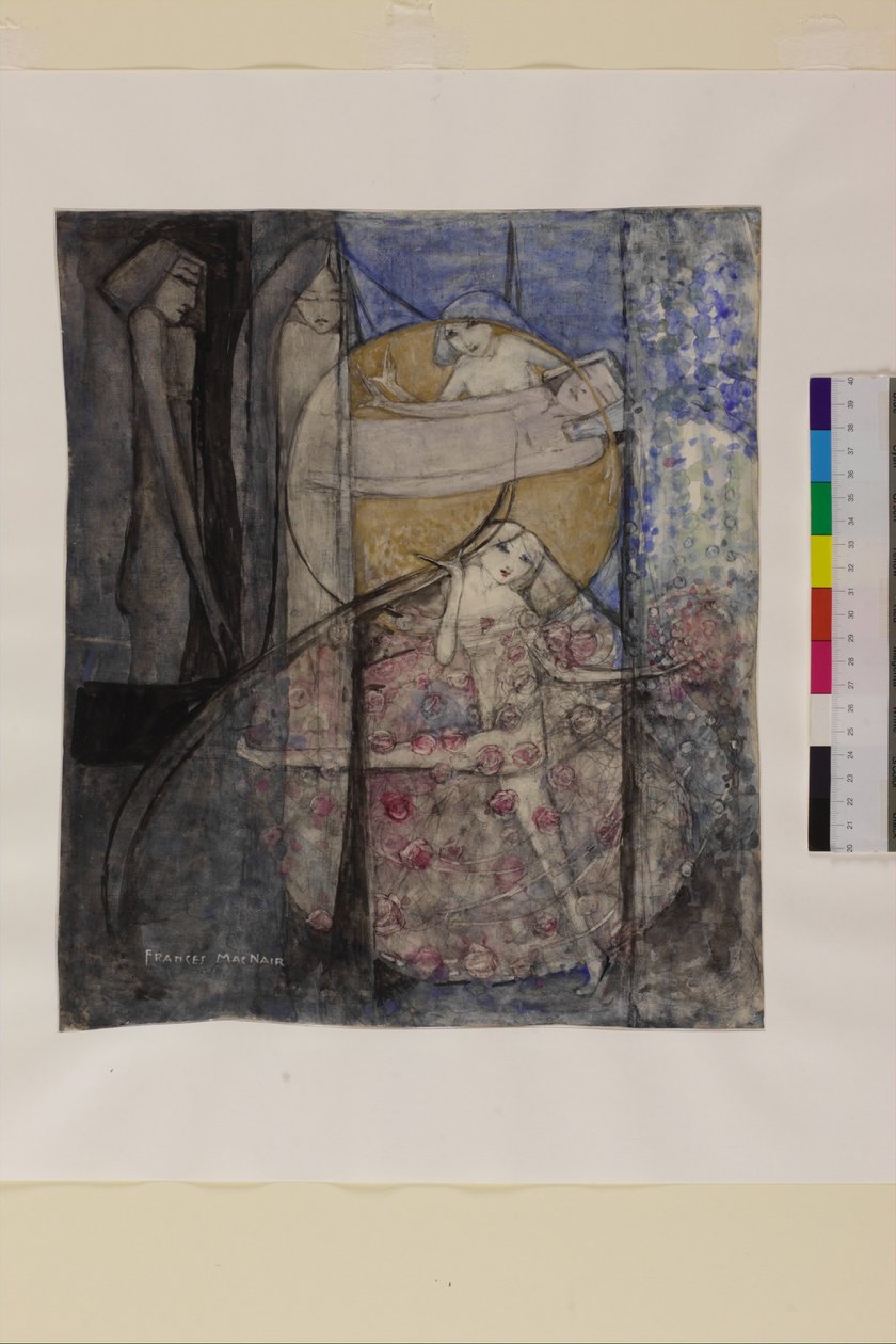 Woman Standing Behind the Sun, ca. 1912-15 (blyant og akvarel på papir) af Frances Macdonald