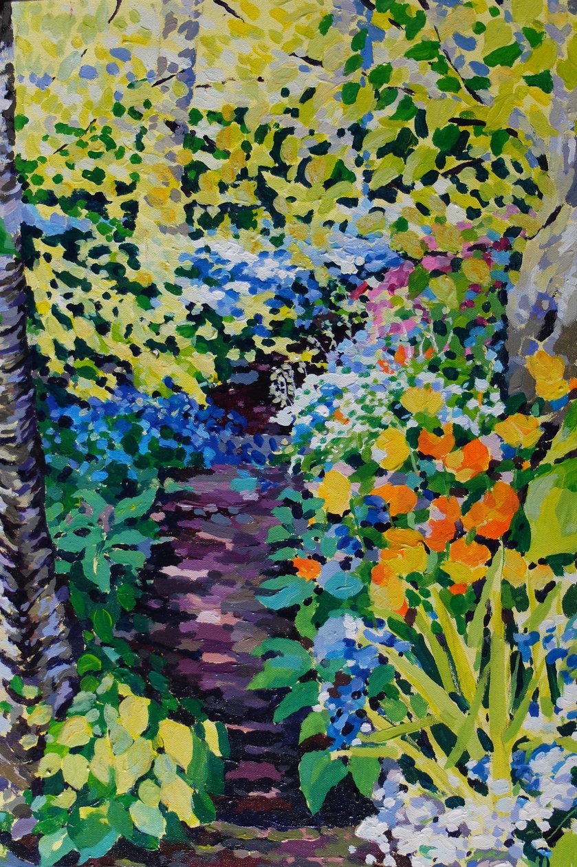 Blue Bell Path, 2020 (akryl på lærred) af Frances Naggs