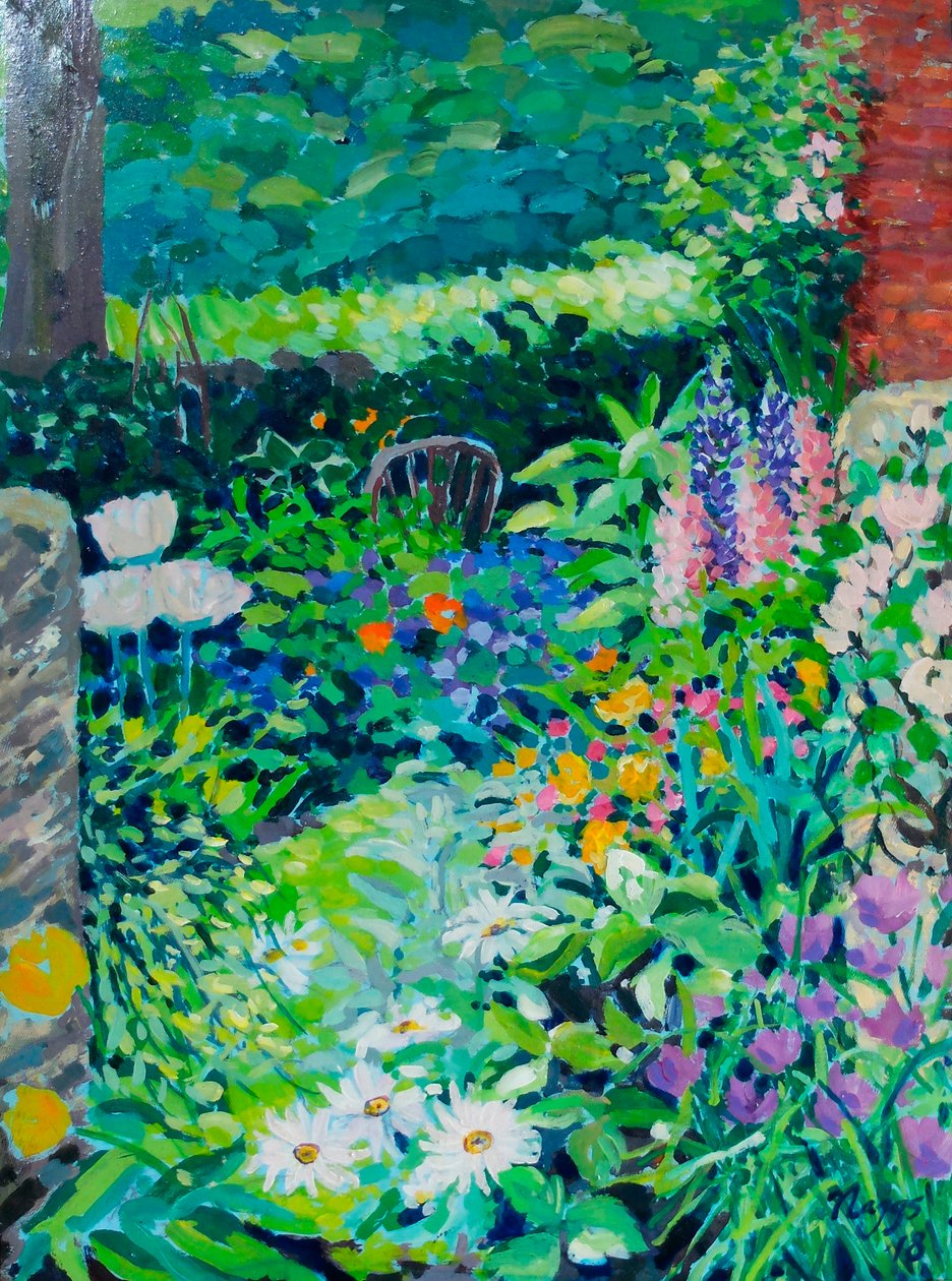 English Country Garden, 2018 (akryl på lærred) af Frances Naggs