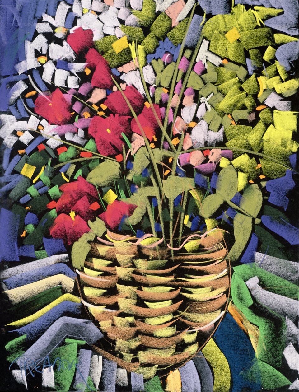 Deco Flowers (pastel på mountboard) af Frances Treanor