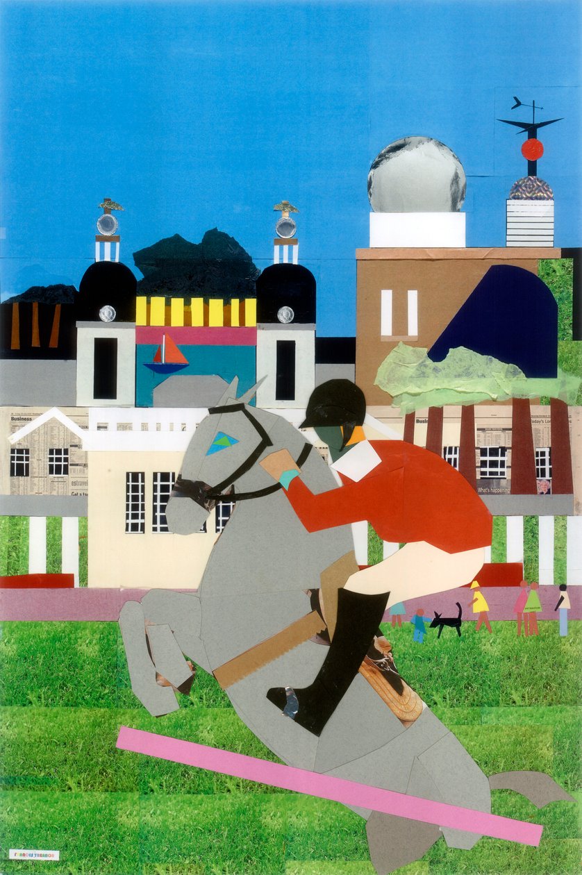 Olympic Equestrian Event i Greenwich Park, 2012 (collage på papir) af Frances Treanor