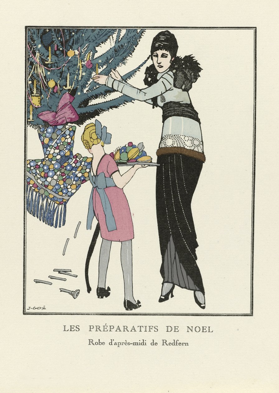 Juleforberedelser, værtshus. 1914 (stenciltryk) af Francesc Xavier Gosé