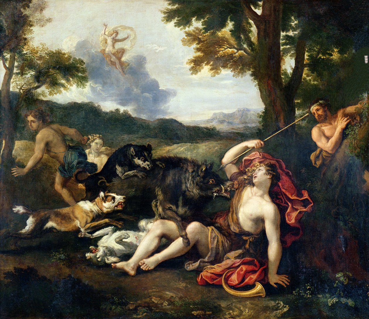 Adonis dræbt af et vildsvin af Francesco Albani
