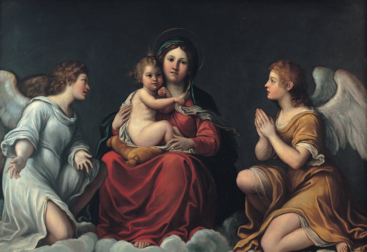 Madonna med barnet og engle af Francesco Albani