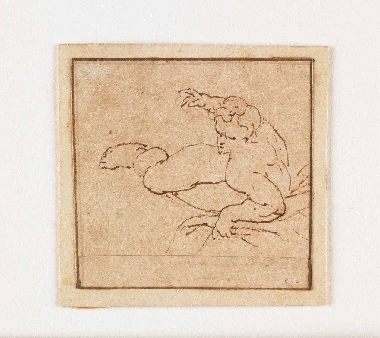 Studie af en tilbagelænet mandsfigur (pen og brunt blæk) af Francesco Allegrini