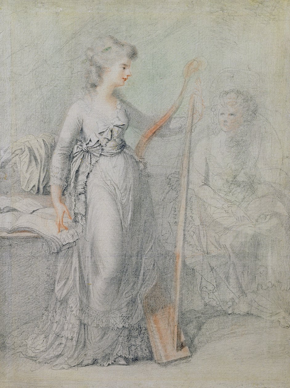 Georgiana, hertuginde af Devonshire (sort bly og rødt kridt) af Francesco Bartolozzi