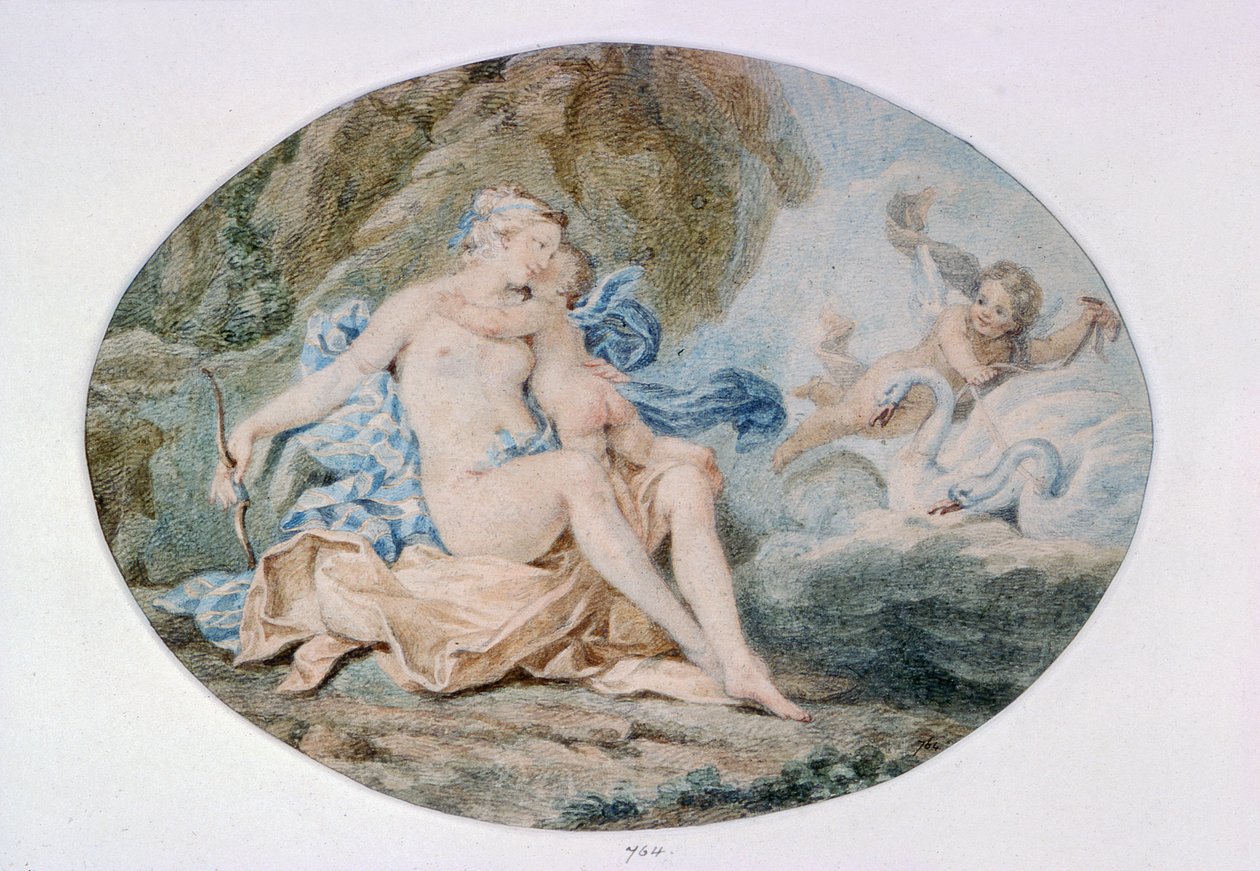 Venus liggende på en bank med draperier (akvarel) af Francesco Bartolozzi