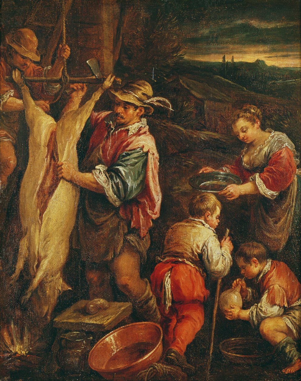 En bonde flåder et svinekød af Francesco Bassano