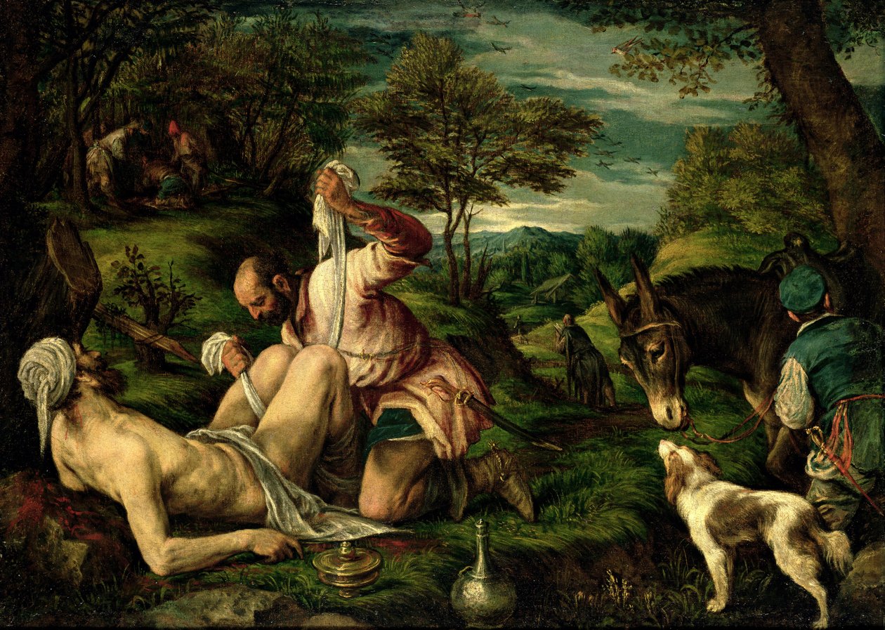 Lignelsen om den barmhjertige samaritaner, 1575 af Francesco Bassano