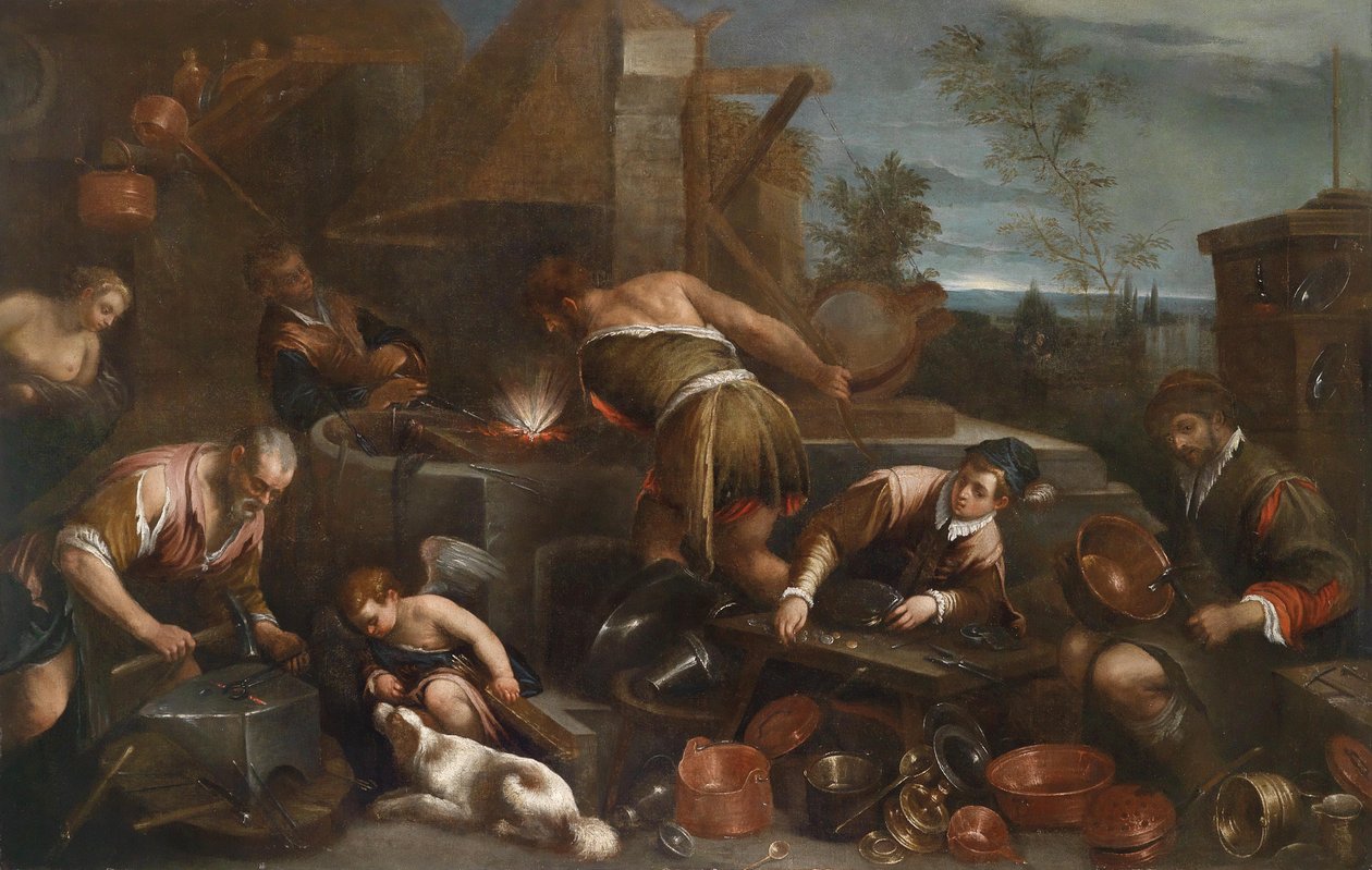 Vulkanens smedje af Francesco Bassano the Younger