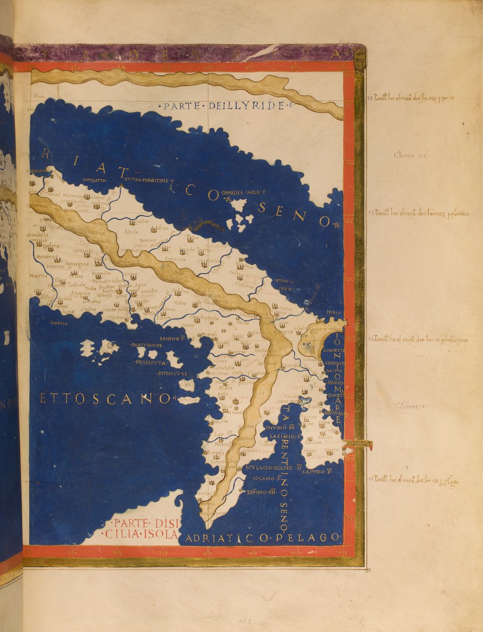 Kort over Italien baseret på Ptolemys Geographia, 1480 (se også 3496134) af Francesco Berlinghieri