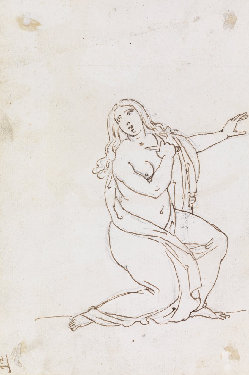 Lucretia eller Tarquinia stikker sig selv ned af Francesco Coghetti