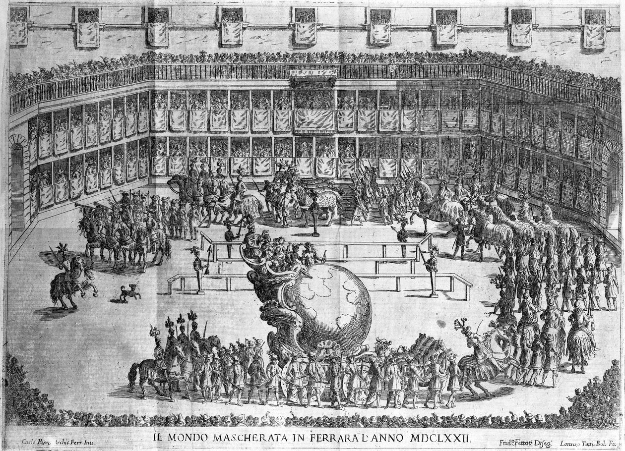 Procession of the Globe, Ferrara, indgraveret af Lorenzo Tinti, 1672 af Francesco Ferrari