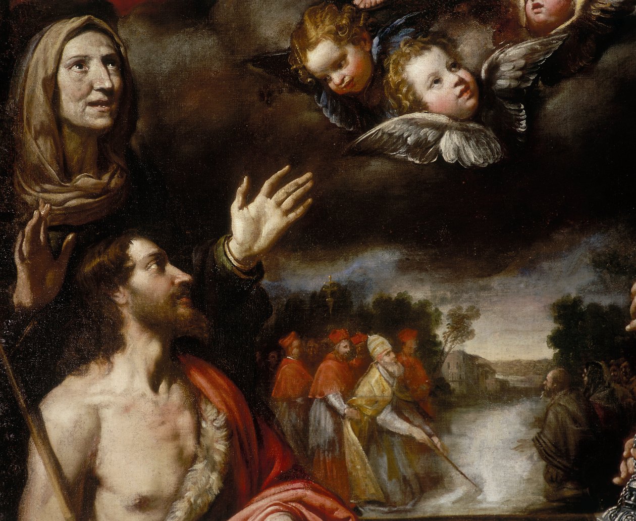 Altertavlen af Sneens Madonna (detalje): værk af Francesco Fiasella, opbevaret i Misericordias kirke eller helligdom i Massa af Francesco Fiasella