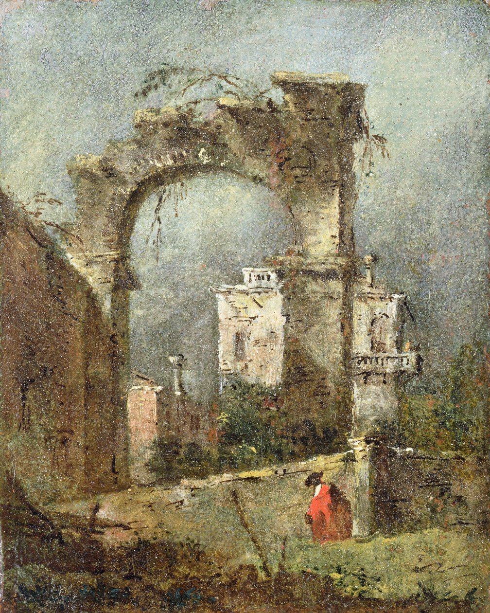 En Capriccio - En ødelagt bue, 1700-tallet af Francesco Guardi