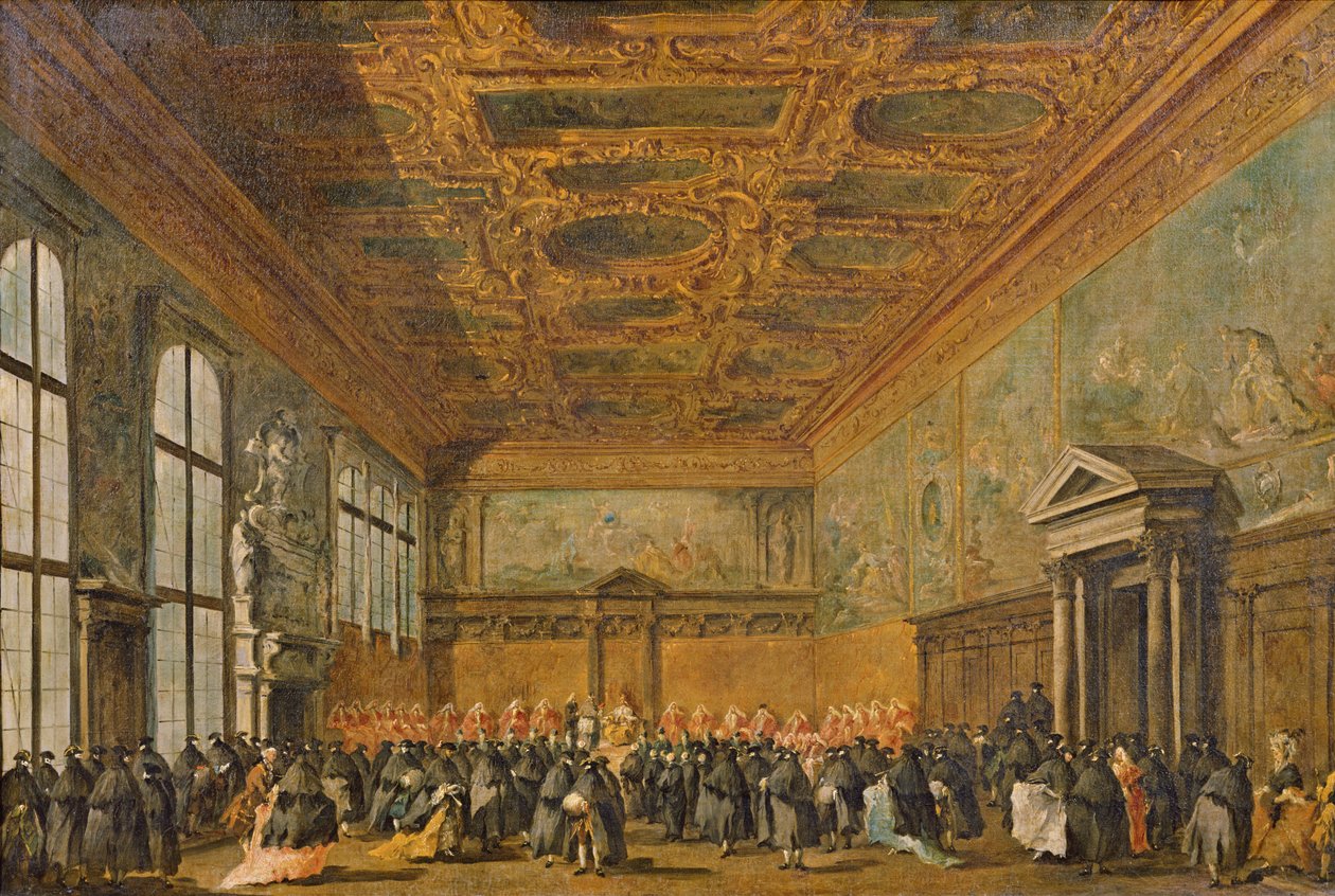 Publikum tildelt af Doge of Venedig i College Room i Doge