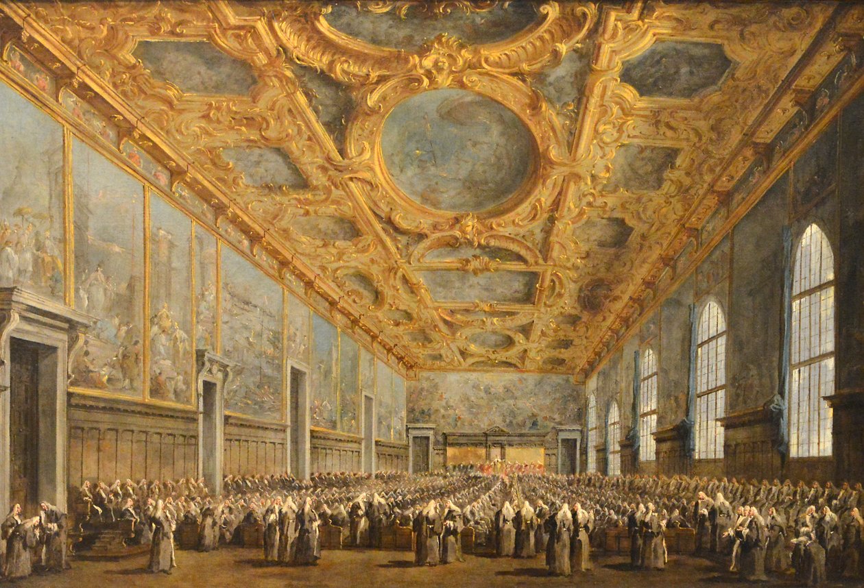 Dogen i Venedig takker Majorrådet af Francesco Guardi