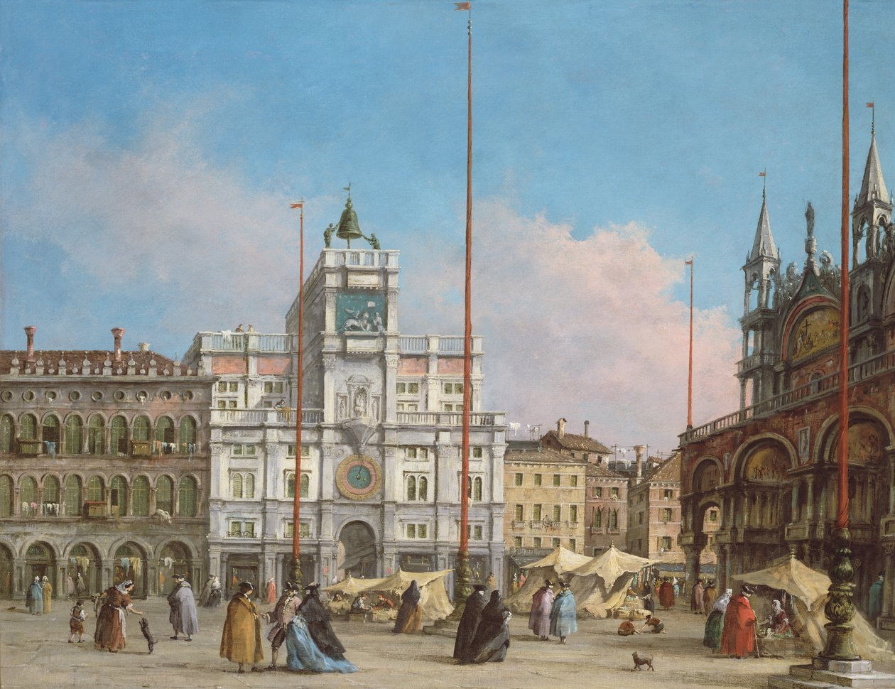 Piazza di San Marco med udsigt mod klokketårnet af Francesco Guardi