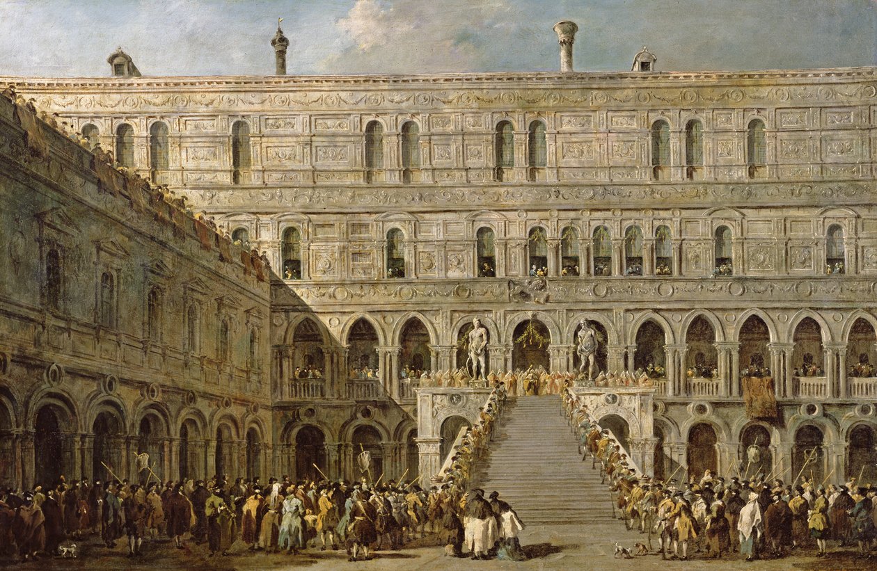 Kroningen af dogen af Venedig på Scala dei Giganti i Palazzo Ducale af Francesco Guardi