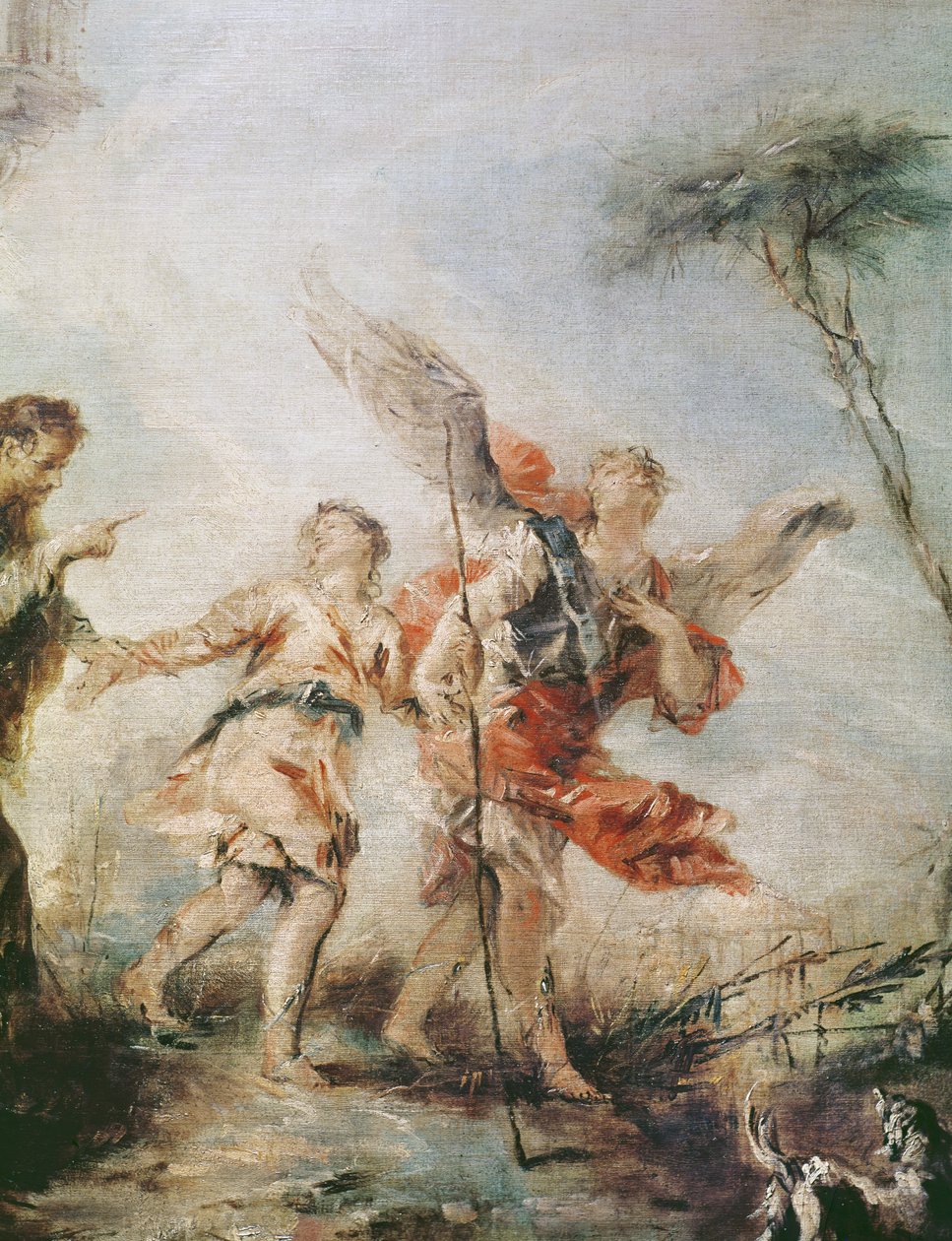 Tobias og englens afgang, detalje af Tobias og englen, 1752 af Francesco Guardi