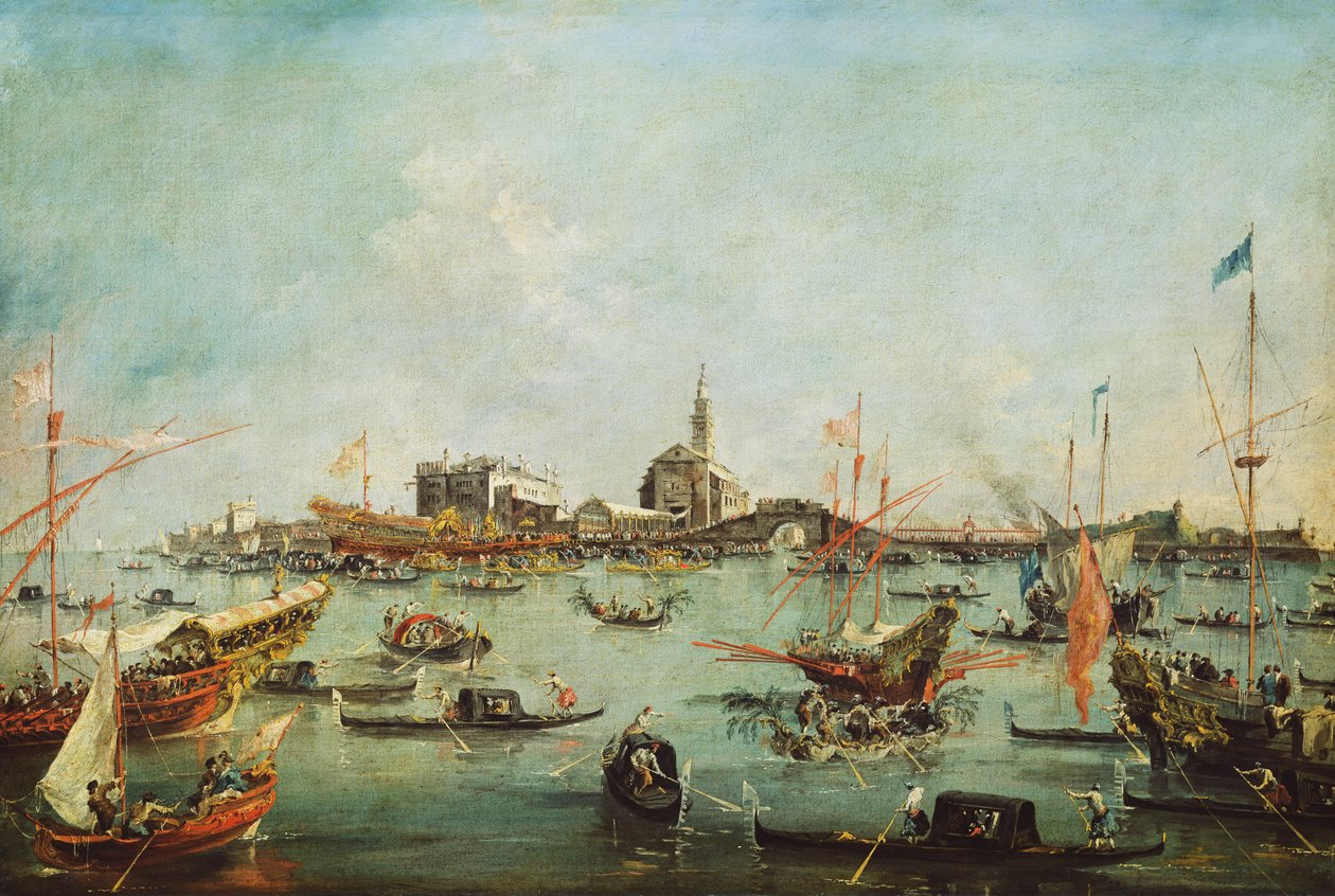 Dogen på Bucentaur foran San Nicolò del Lido på Kristi Himmelfartsdag, ca. 1766-70 af Francesco Guardi