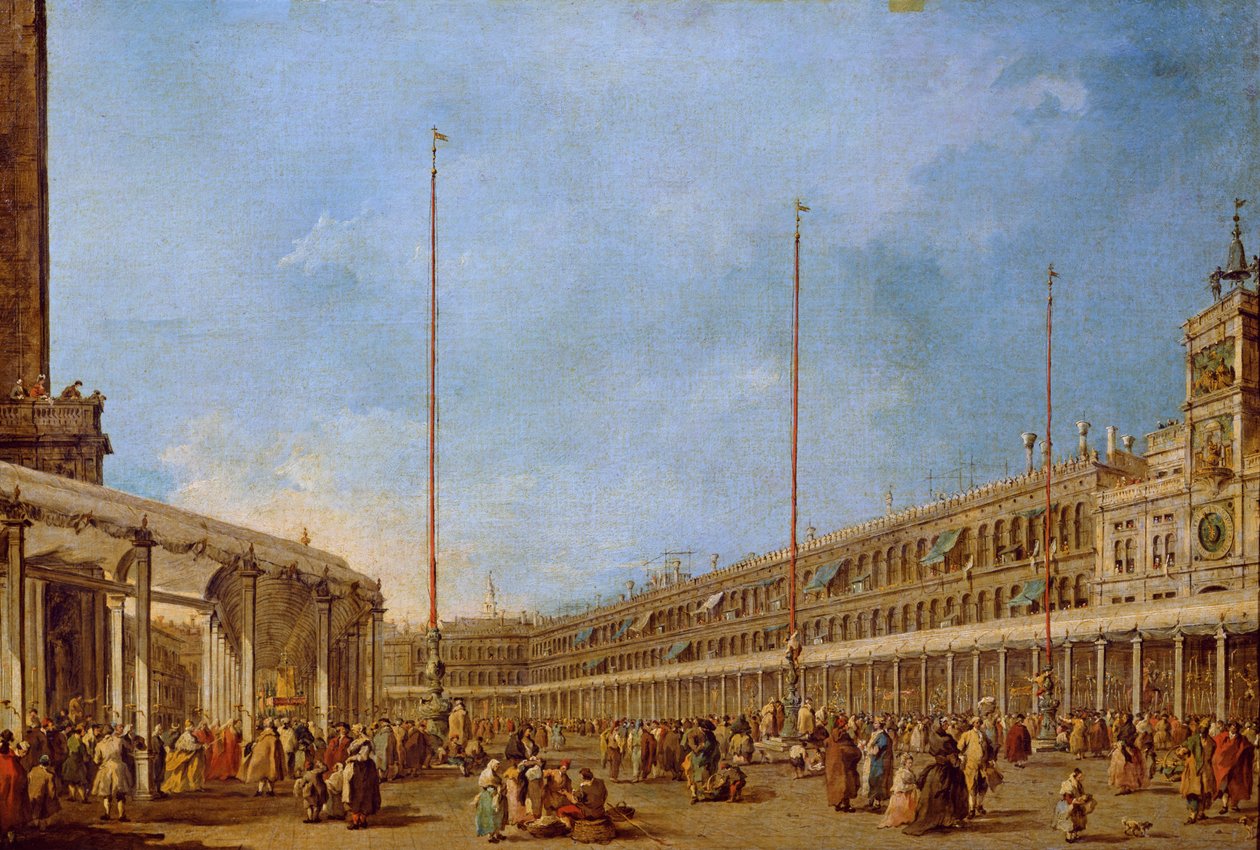 Processionen af Corpus Domini gennem Markuspladsen, ca. 1766-70 af Francesco Guardi
