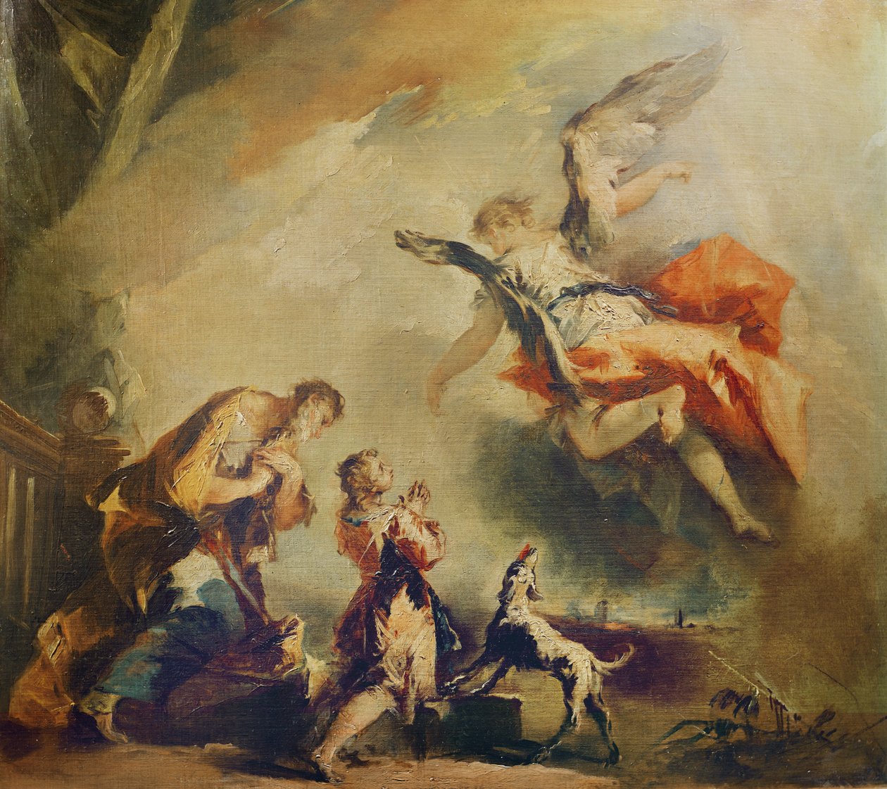 Historien om Tobias, ærkeenglen Raphaels afgang, ca. 1750 af Francesco Guardi