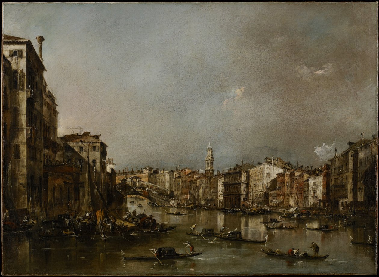 Se op ad Canal Grande mod Rialto, ca. 1785 af Francesco Guardi