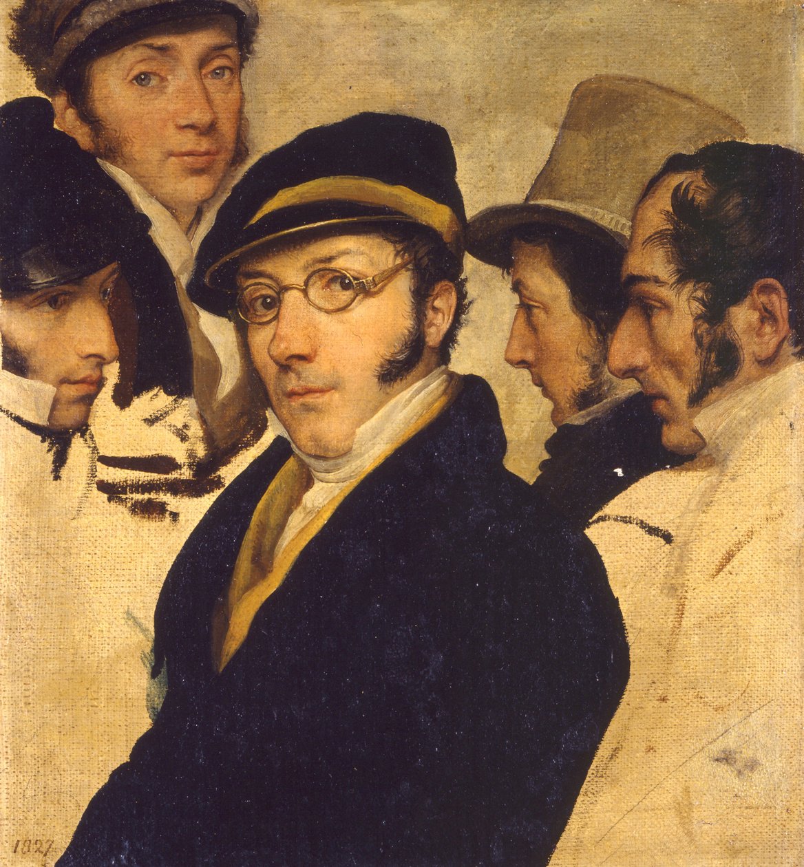 Selvportræt i en vennegruppe af Francesco Hayez