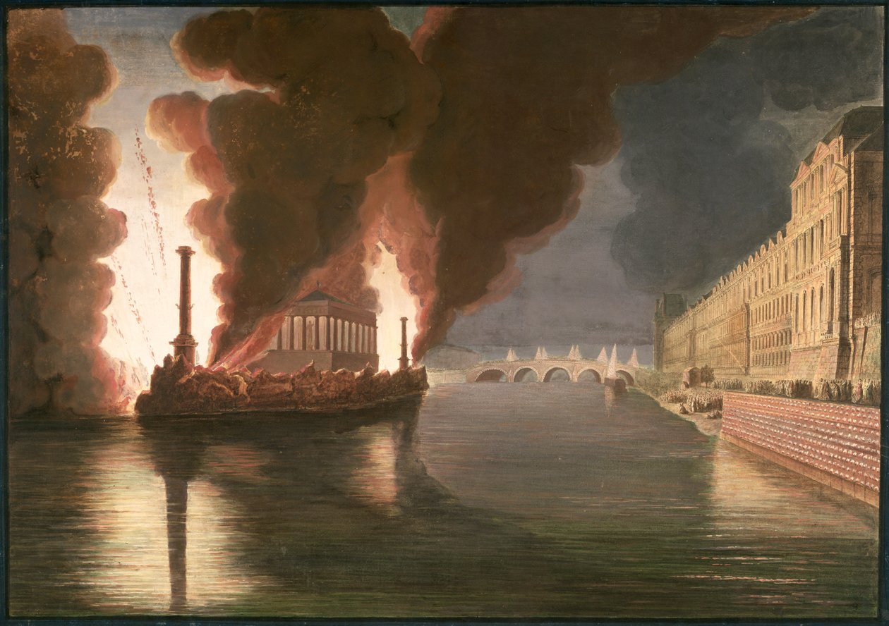 Fyrværkeri på Seinen af Francesco Piranesi