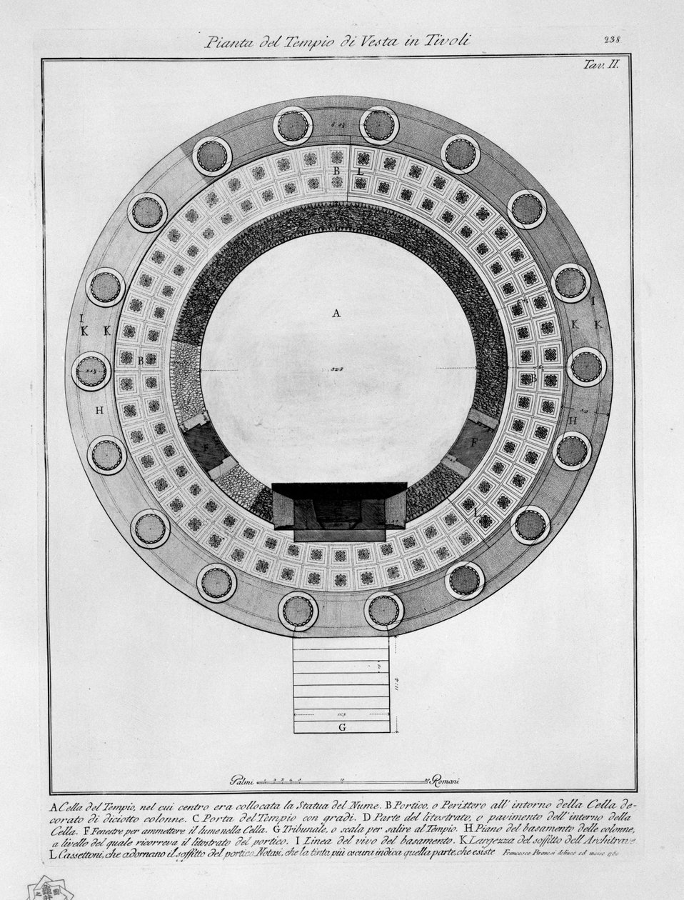 Plan over Vesta -templet i Tivoli af Francesco Piranesi