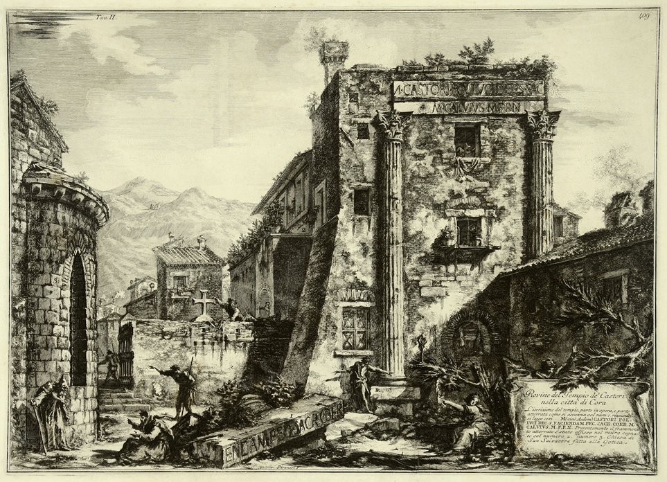Ruiner af Temple of Castori, fra albummet Antiquities of Cora af Francesco Piranesi