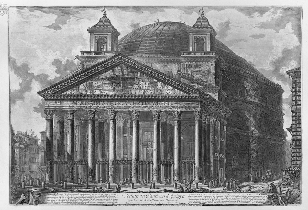 Udsigt over Agrippas Pantheon i dag Kirke S. Maria ad Martyres af Francesco Piranesi