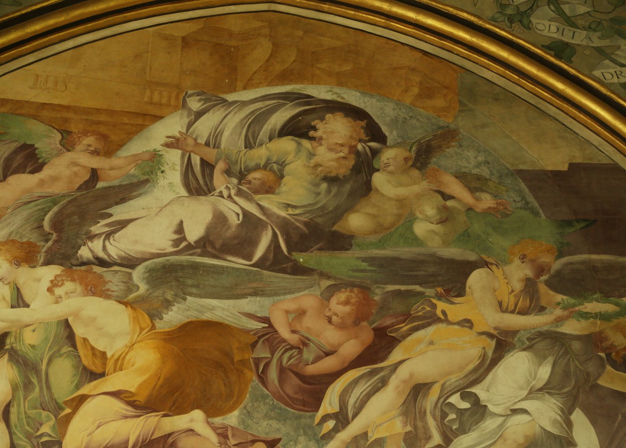 Vestmuren i Rayonnant-kapellet i klosteret, detaljer over Bebudelsen af Francesco Primaticcio