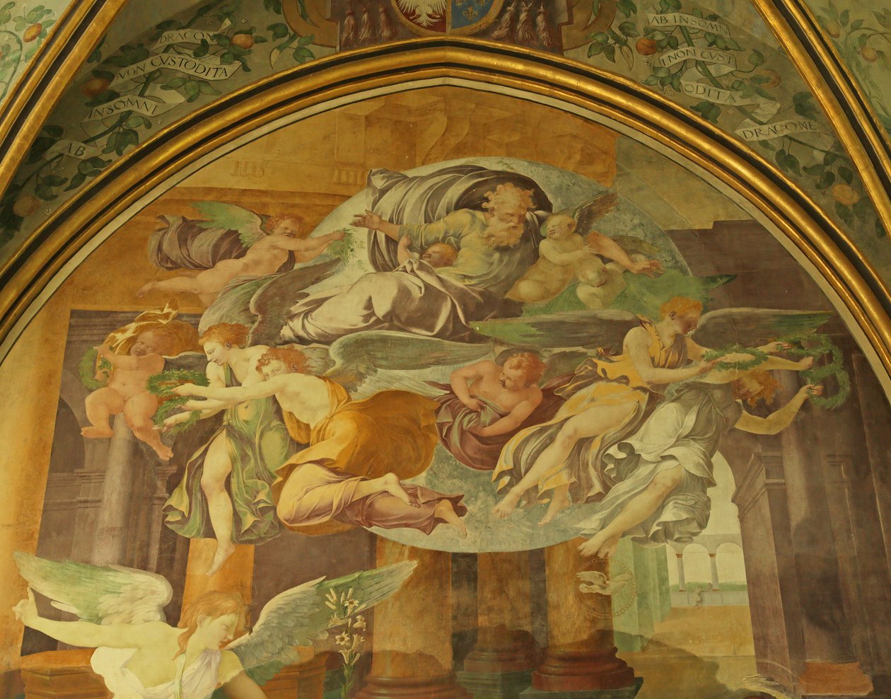 Vestmuren i Rayonnant-kapellet i klosteret, detaljer over Bebudelsen af Francesco Primaticcio