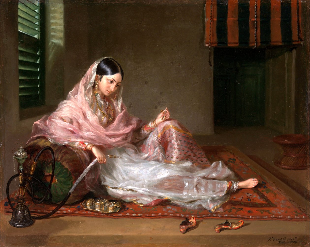 Muslim Lady Reclining eller en indisk pige med en vandpibe af Francesco Renaldi