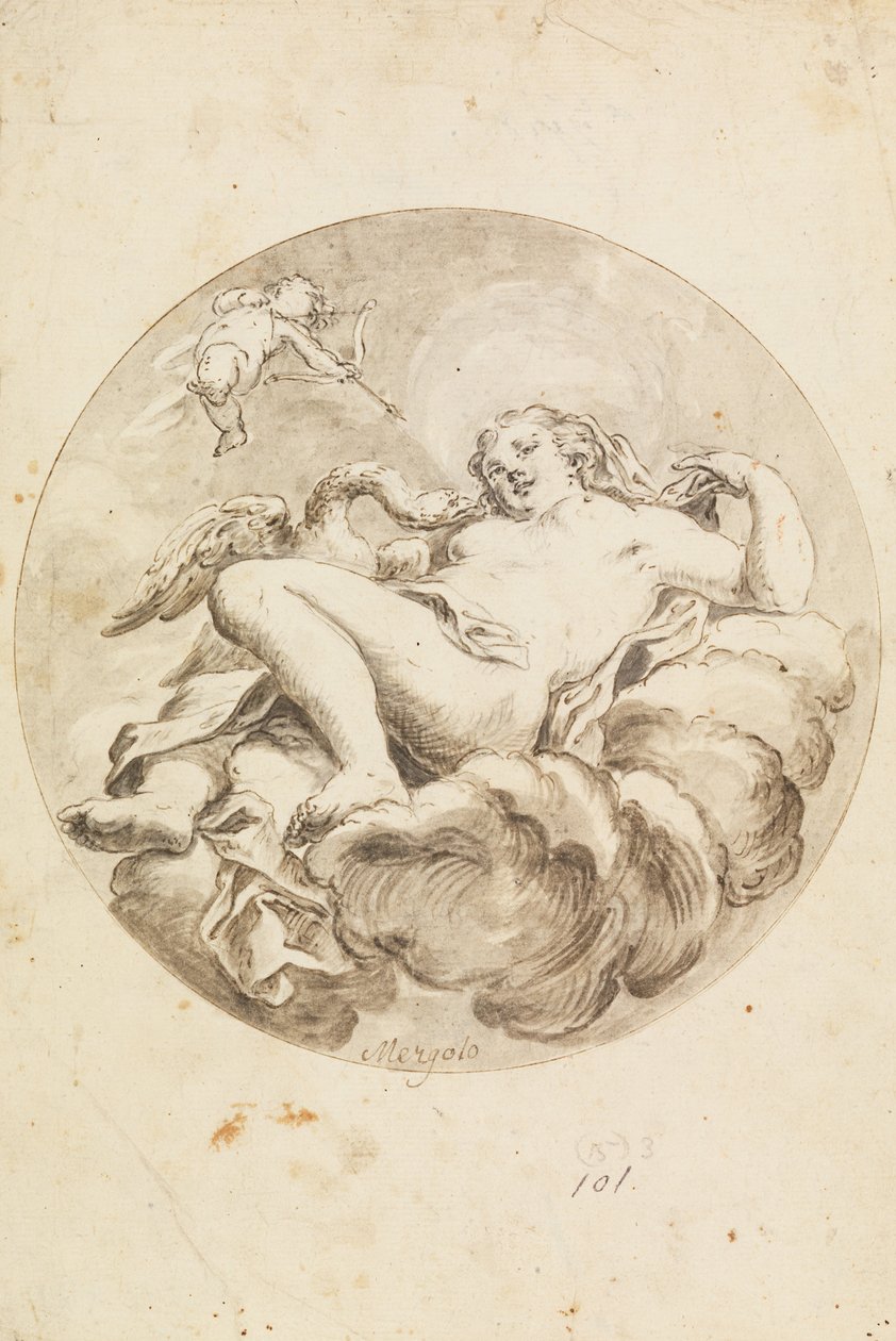 Projekt for et loft Fresco-Leda og Svanen af Francesco Saverio Mergolo