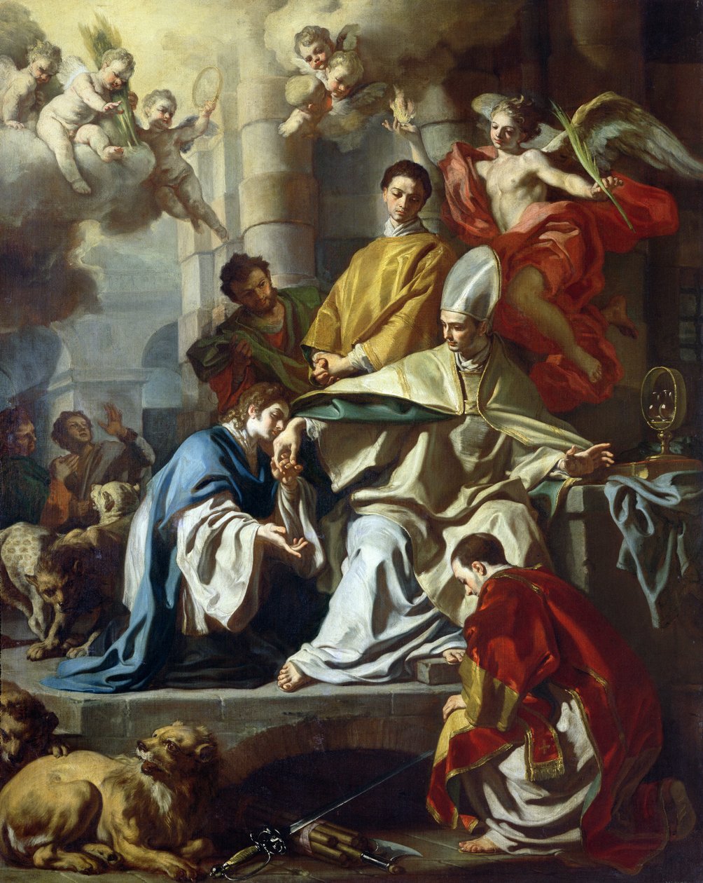 St. Januarius besøgt i fængslet af Proculus og Sosius af Francesco Solimena