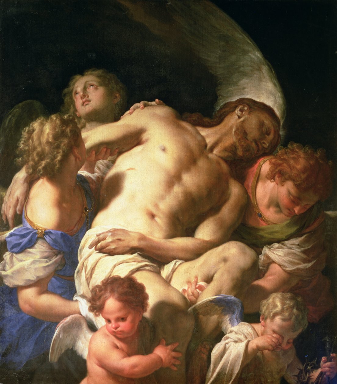 Kristi legeme støttet af engle, ca. 1705-10 af Francesco Trevisani