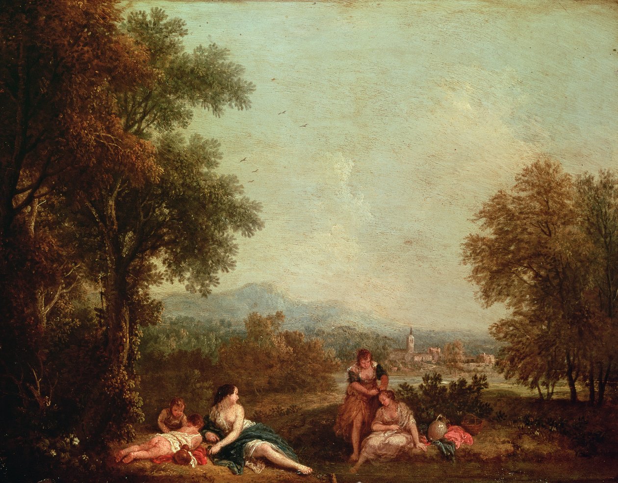 Klassiske figurer i et italiensk landskab af Francesco Zuccarelli