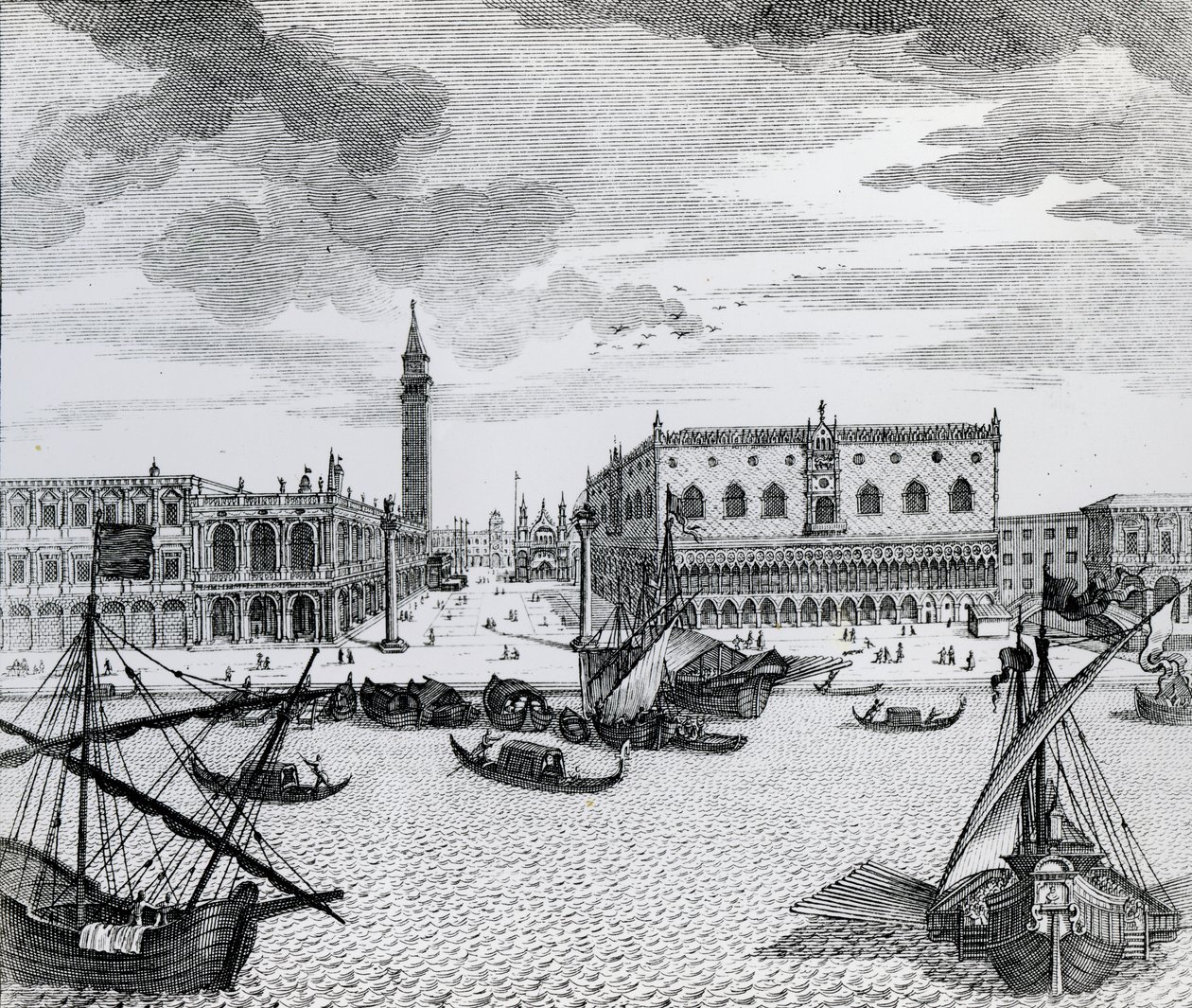 Udsigt over Piazza San Marco fra Bacino, Venedig af Francesco Zucchi