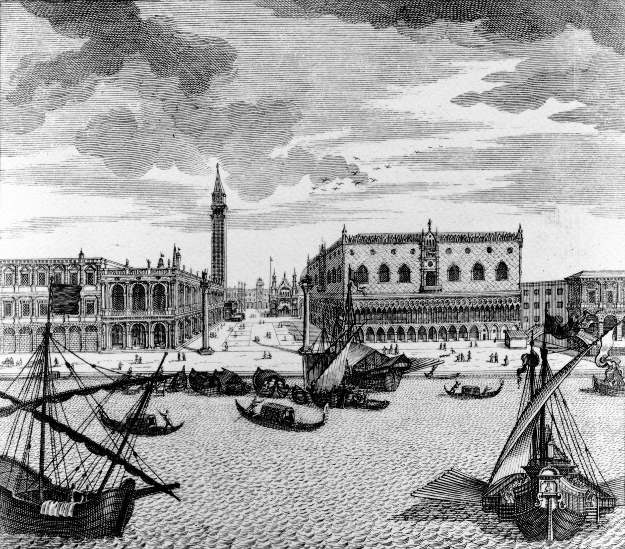 Udsigt over Markuspladsen fra lagunen, Venedig af Francesco Zucchi