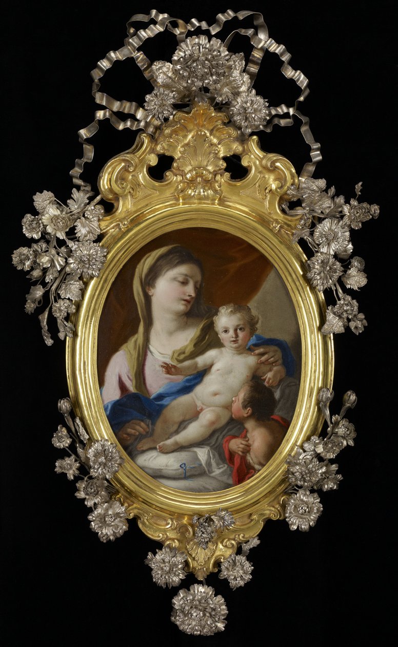 Madonnaen og barnet med spædbarnet St. John af Francesco de Mura  