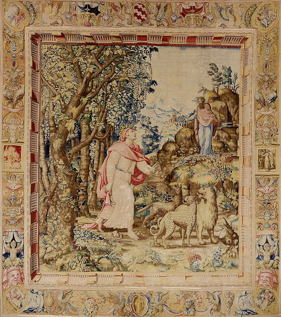 Mødet mellem Dante og Virgil (uld og silke) af Francesco de Rossi Salviati Cecchino