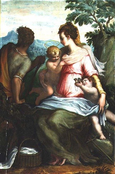 Madonna og barn med Johannes Døberen af Francesco Morandini