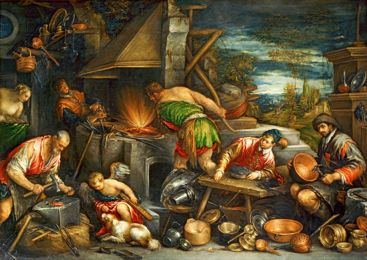 La Forge de Vulcain - Vulkans smedje ... af Francesco (1549-92) Bassano